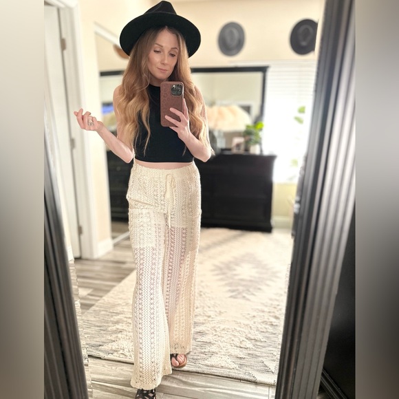 Elegant Cream Crochet Pants - Picture 1 of 3